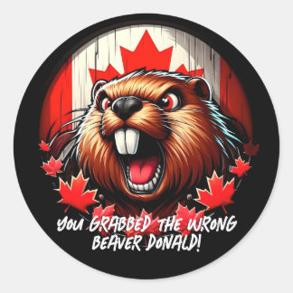 Adesivo Redondo Trump canadense "Wrong Beaver Donald"
