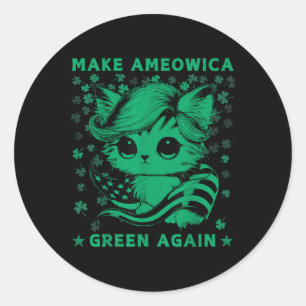 Adesivo Redondo Trump Cat Kitten Torna A América Verde Novamente N