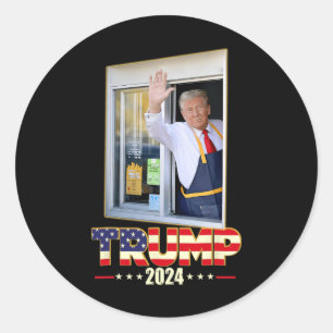 Adesivo Redondo Trump Com Mc Donald Trump Trabalhador Votando Em T