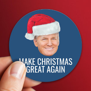 Adesivo Redondo Trump com Santa Hat - Faça Excelente de Natal nov