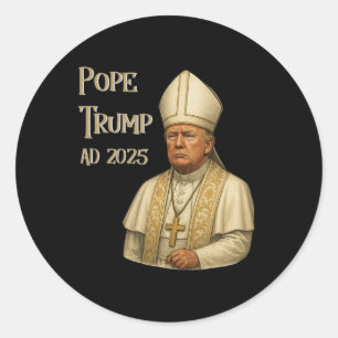 Adesivo Redondo Trump como Papa da Igreja do Vaticano - Papa Trump