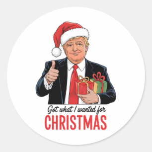 Adesivo Redondo Trump Conseguiu O Que Eu Queria No Natal Engraçado