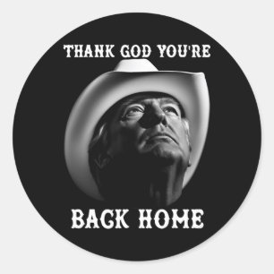 Adesivo Redondo Trump Cowboy Apoiador Obrigado Deus você está de v