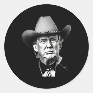 Adesivo Redondo Trump Cowboy Presidente Ocidental Você Sente Minha