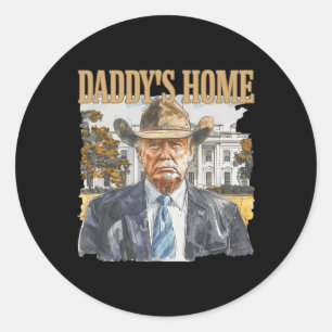 Adesivo Redondo Trump Cowboy Western Pai leva a América de volta