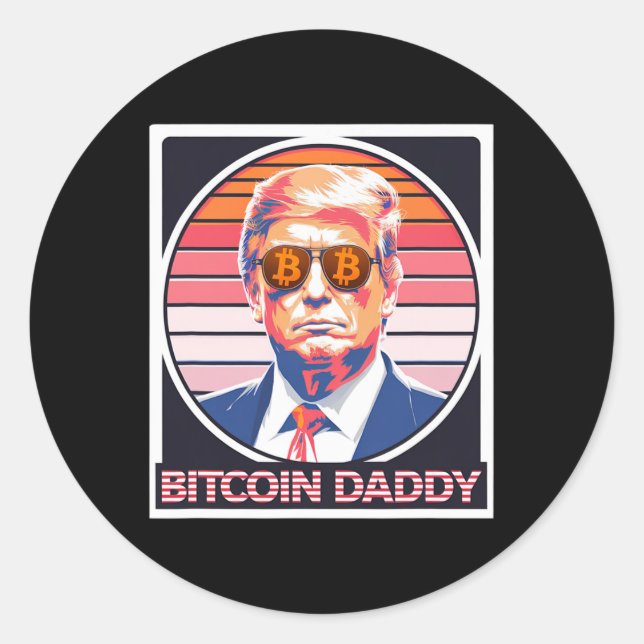 Adesivo Redondo Trump Crypto King Internet Mone, Pai de Bitmoney e (Frente)