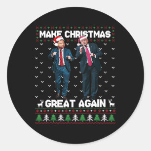 Adesivo Redondo Trump Dançante Papai Noel E Dj Vance Tornam O Nata