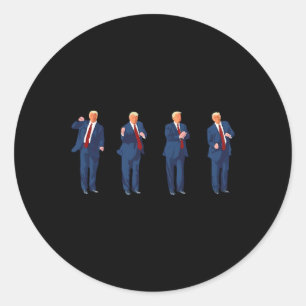 Adesivo Redondo Trump Dance Funny Pro Trump 2024 Vote Trump Presid
