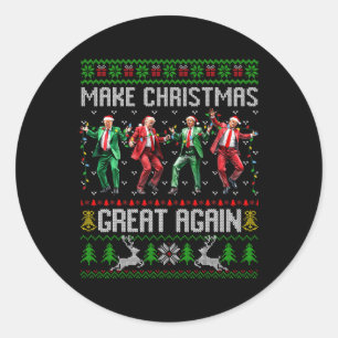 Adesivo Redondo Trump Dance Papai Noel faz Excelente de Natal nova