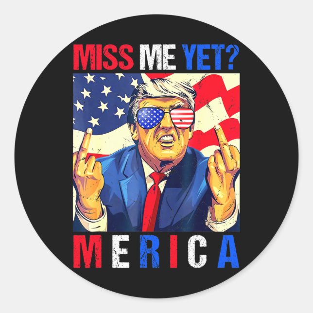 Adesivo Redondo Trump Dedo do Meio Ainda Perco Você Bandeira Ameri (Frente)
