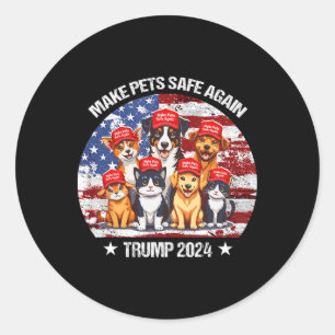 Adesivo Redondo Trump Deixe Os Animais De Estimação Seguros Novame