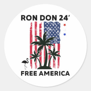 Adesivo Redondo Trump Desantis Ron Don 24' Bandeira Americana Flam