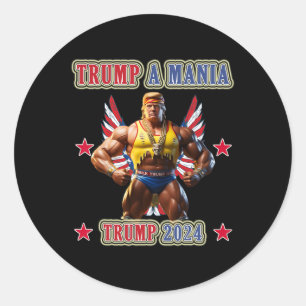 Adesivo Redondo Trump Divertido Wrestling Trumpamania Convenção Re