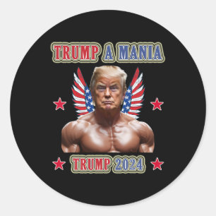Adesivo Redondo Trump Divertido Wrestling Trumpamania Convenção Re