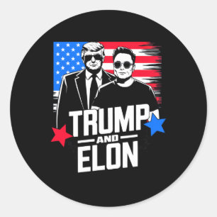 Adesivo Redondo Trump E Elon 2024 Eleição Presidencial Americana