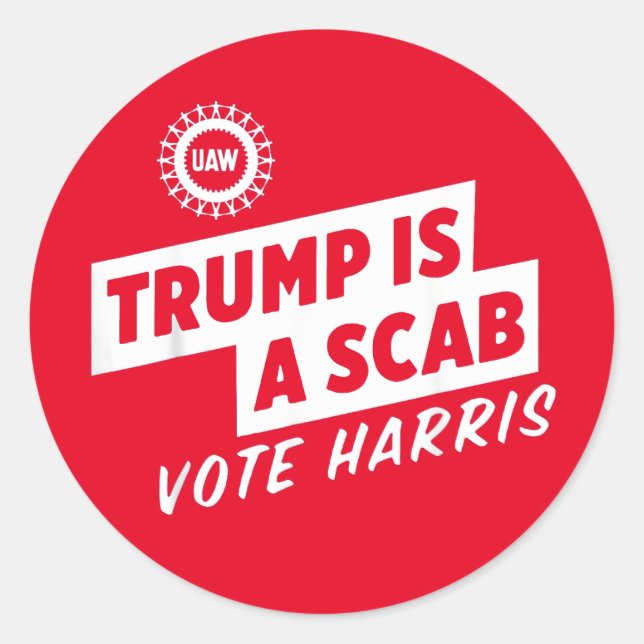 Adesivo Redondo Trump é um Scab Vote Harris 2024 Presidente (Frente)