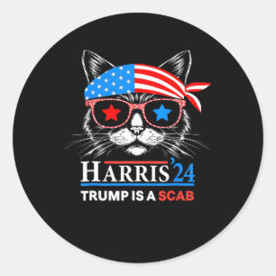 Adesivo Redondo Trump É Uma Vaga De Cabra Harris Vheimer Cat Lady