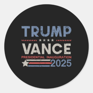 Adesivo Redondo Trump e Vance Presidente Dia de Inauguração 2025 E