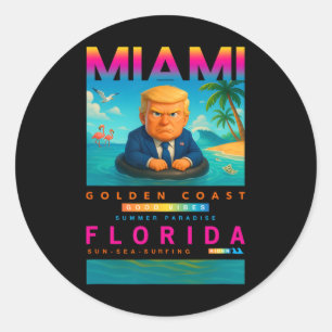 Adesivo Redondo Trump engraçado em um anel de natação de pato amar