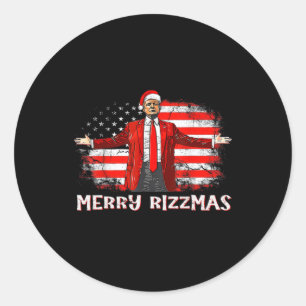 Adesivo Redondo Trump Feliz Rizzmas Engraçado Dança Humorística Ch