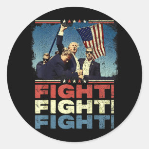 Adesivo Redondo Trump Fight Fight, Trump Defient, Trump Shot