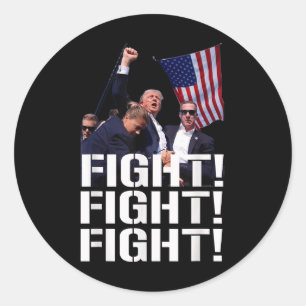 Adesivo Redondo Trump Fight Fight, Trump Defient, Trump Shot