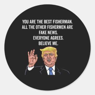 Adesivo Redondo Trump Fish Funny Fisher Hook Gifts