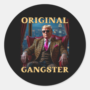 Adesivo Redondo Trump Gângster Original Engraçado Donald Trump