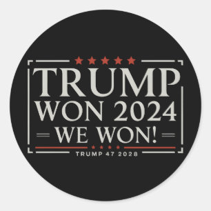 Adesivo Redondo Trump Ganhou 2024 Nós Ganhamos 47 2028 EUA