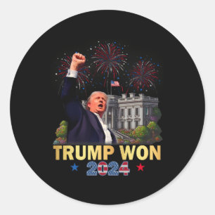 Adesivo Redondo Trump Ganhou 2024 Presidente 47 Da Casa Branca Don