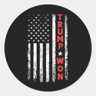 Adesivo Redondo Trump Ganhou Eleição 2025 Bandeira Dos EUA