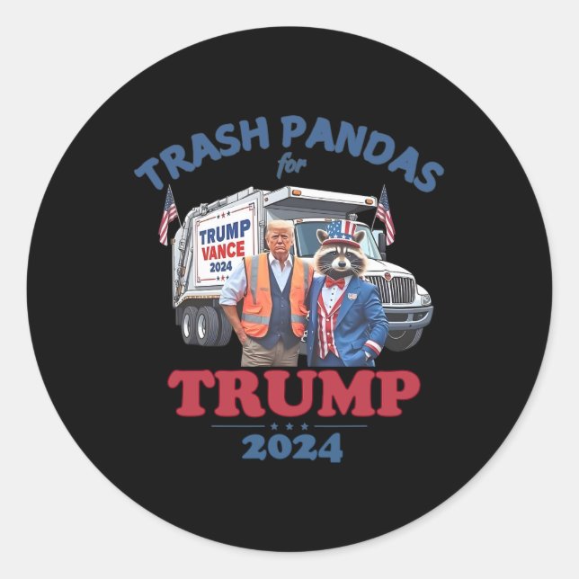 Adesivo Redondo Trump Garbyge Trash Pandas Para Trump 2024 (Frente)
