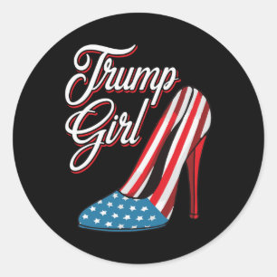 Adesivo Redondo Trump Girl 2025 Saltos Altos Bandeira Americana Re