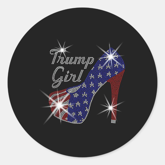 Adesivo Redondo Trump Girl High Heel American Flag Vote Donald Tru (Frente)