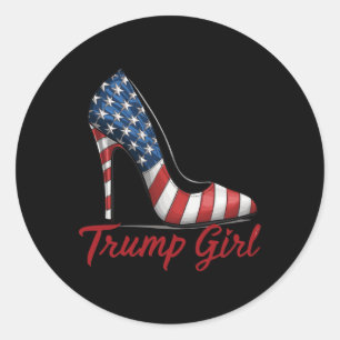 Adesivo Redondo Trump Girl High Heel Stilettos, American Flag Trum