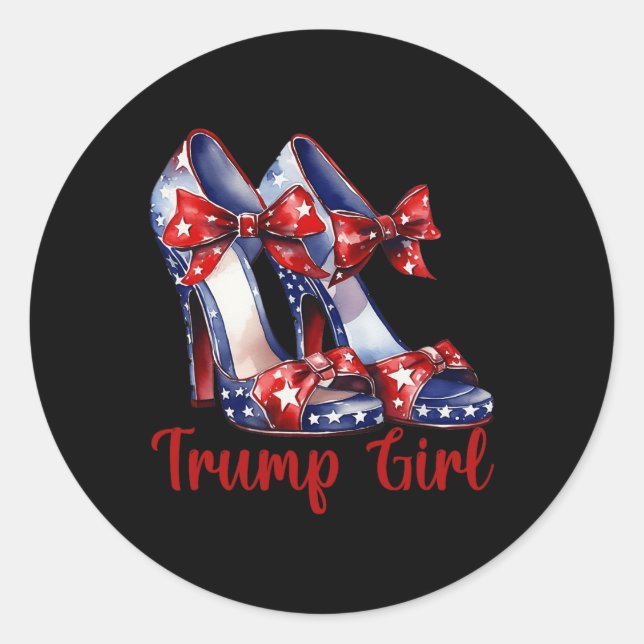 Adesivo Redondo Trump Girl High Heel Stilettos, American Flag Trum (Frente)