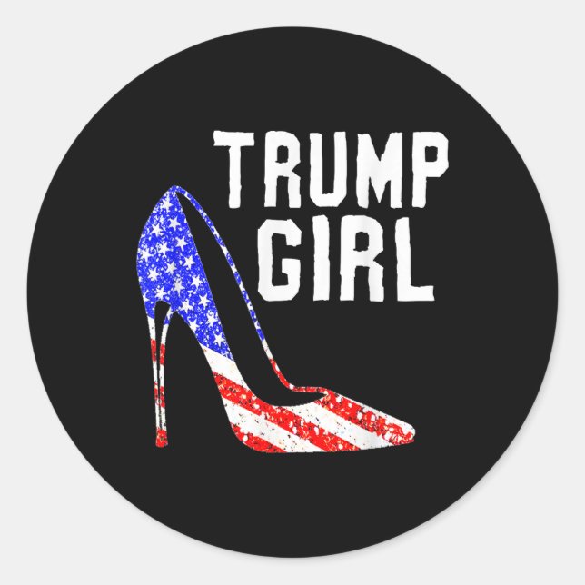 Adesivo Redondo Trump Girl Trump 2025 Eletion American Flag (Frente)