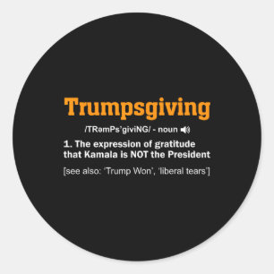 Adesivo Redondo Trump Graças vencedor vencedor Engraçado Dia da Tu