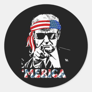 Adesivo Redondo Trump Happy 4 De Julho Trump American Flag