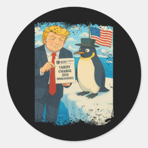 Adesivo Redondo Trump Impõe Tarifa Pinguim Anime Política Meme D