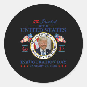 Adesivo Redondo Trump Inauguration Day 2025 47th Presidente Usa Fl