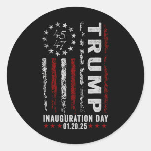 Adesivo Redondo Trump Inauguration Day 2025 Memabilia Usa Flag V