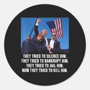 Adesivo Redondo Trump Lives, Trump Fight-briga - Luta 2024