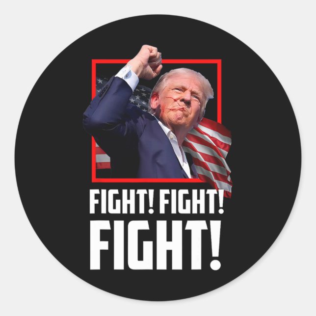 Adesivo Redondo Trump Luta Combatendo Combatentes Apoiadores Ameri (Frente)