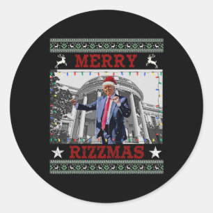 Adesivo Redondo Trump Merrry Rizzmas Engraçado Dança Humorística C
