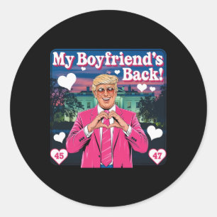 Adesivo Redondo Trump Meu Namorado Ck Dia dos Namorados Rosa 45 47