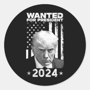 Adesivo Redondo Trump Mug Shot Desejado Para Os Eua. Presidente 20
