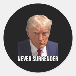 Adesivo Redondo Trump Mugshot Nunca Entregue Homens