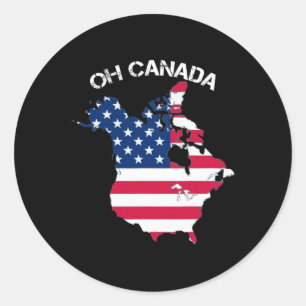 Adesivo Redondo Trump no Canadá! Mapa da América do Norte com F Am
