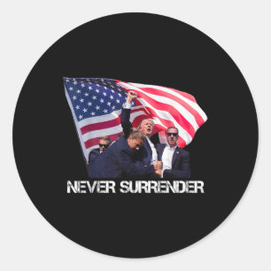 Adesivo Redondo Trump Nunca Entregue Tee